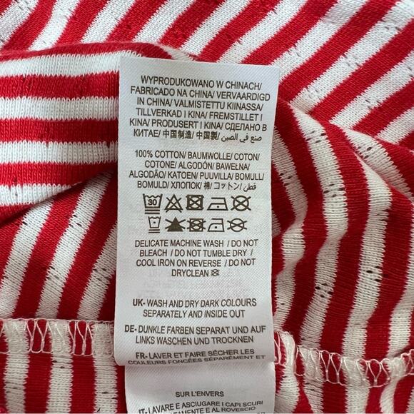 Boden Top Girls 9-10Y Red White Stripe Gold Star Pointelle Ruffle Long Sleeve - Picture 7 of 7